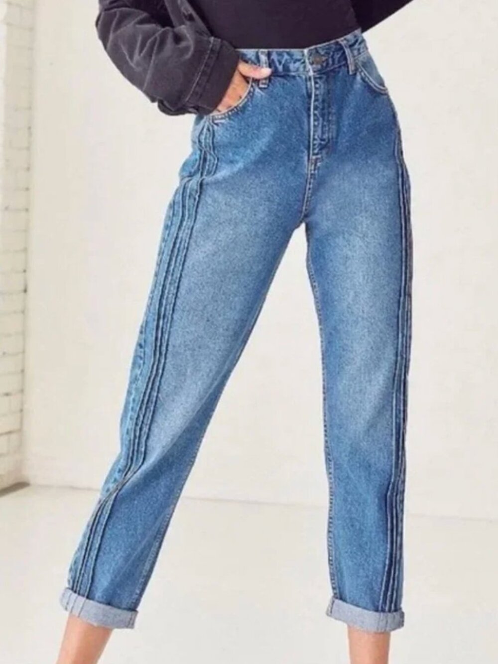 Urban Outfitters BDG High Waisted Mom Striped Side Rigid Denim Jeans